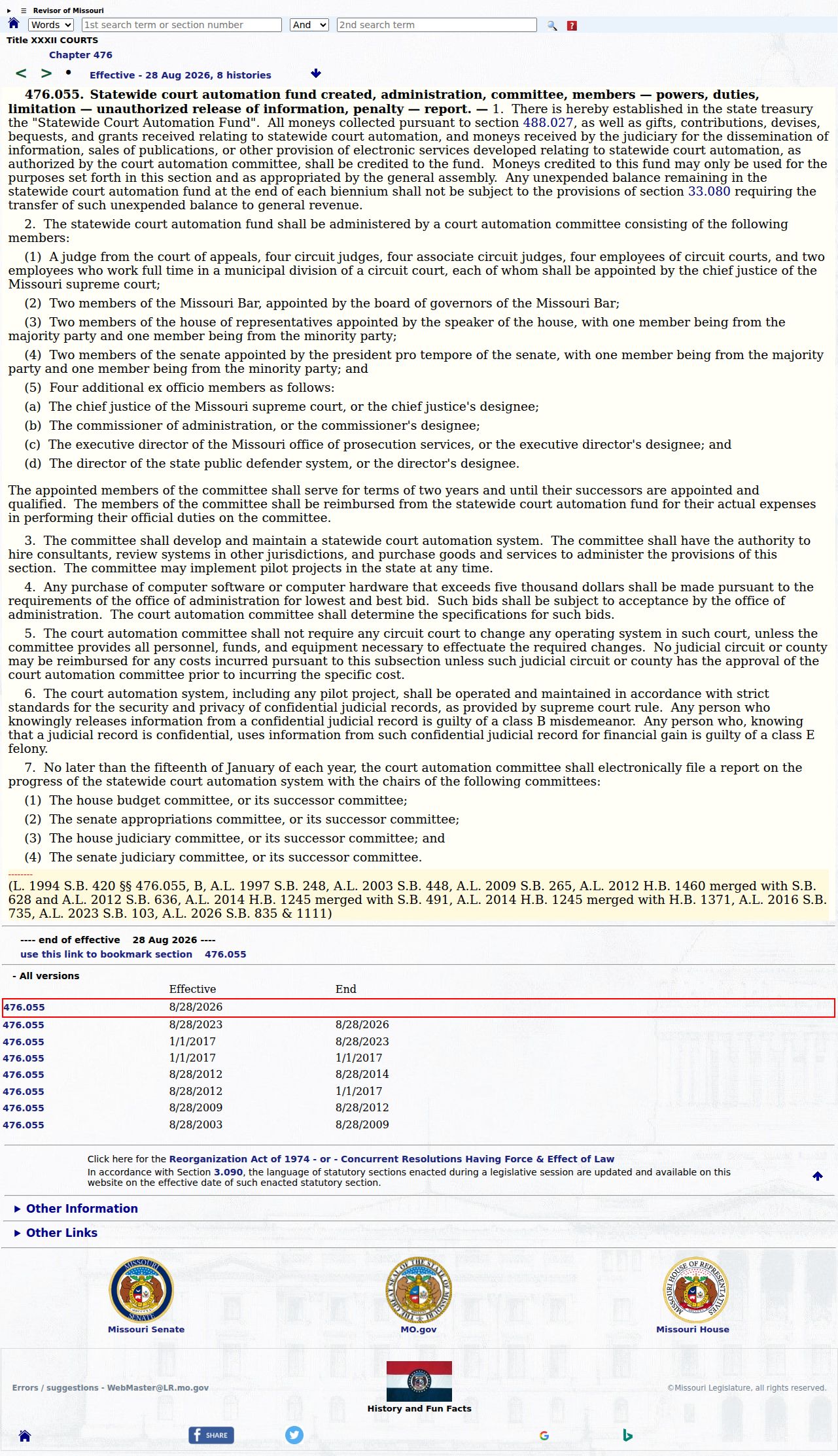 Armstrong court docket privacy and Missouri court automation record-access context