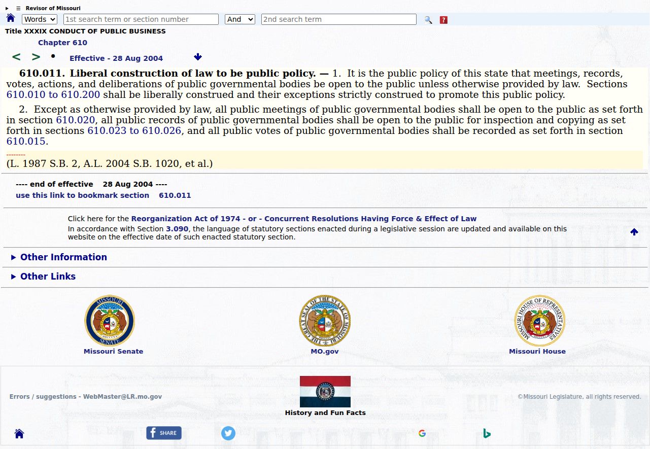 Howard County court records source capture for Missouri public-record policy