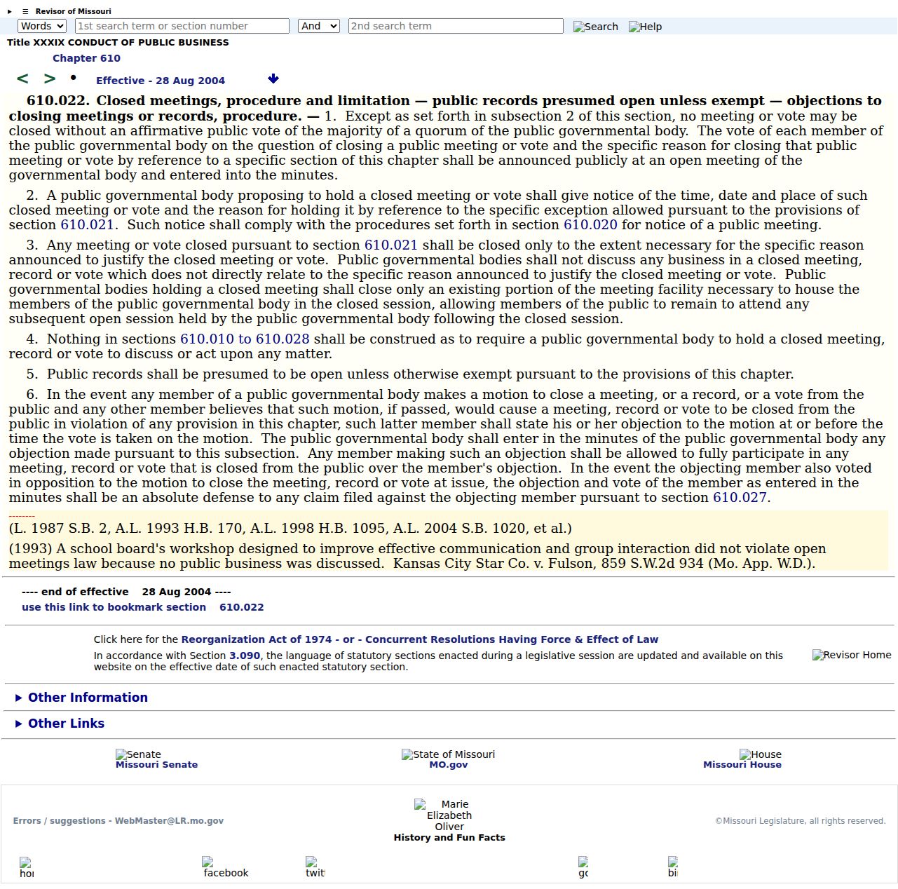 Howard County court records source capture for Missouri open-record presumption